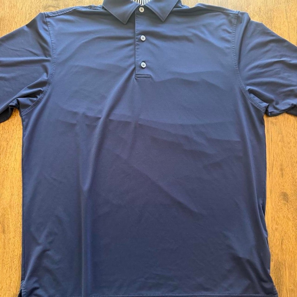 FootJoy Mens Performance Golf Polo Shirt Blue Short Sleeve Logo Medium FJ